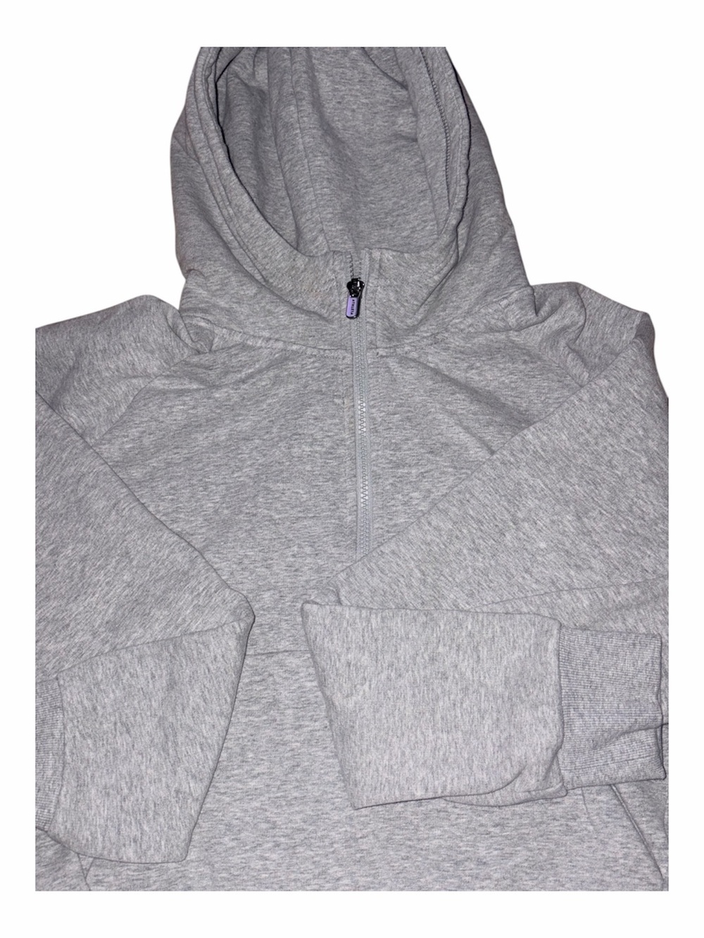 Athleta Women’s Grey Heather Forever Fleece 1/2 Zip Hoodie Medium - Picture 6 of 7